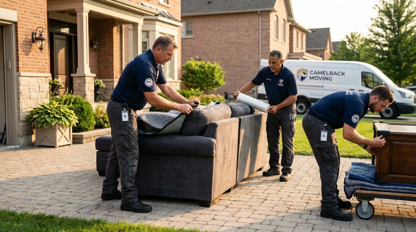 Large estate moving crew wrapping furniture in Galliano, LA