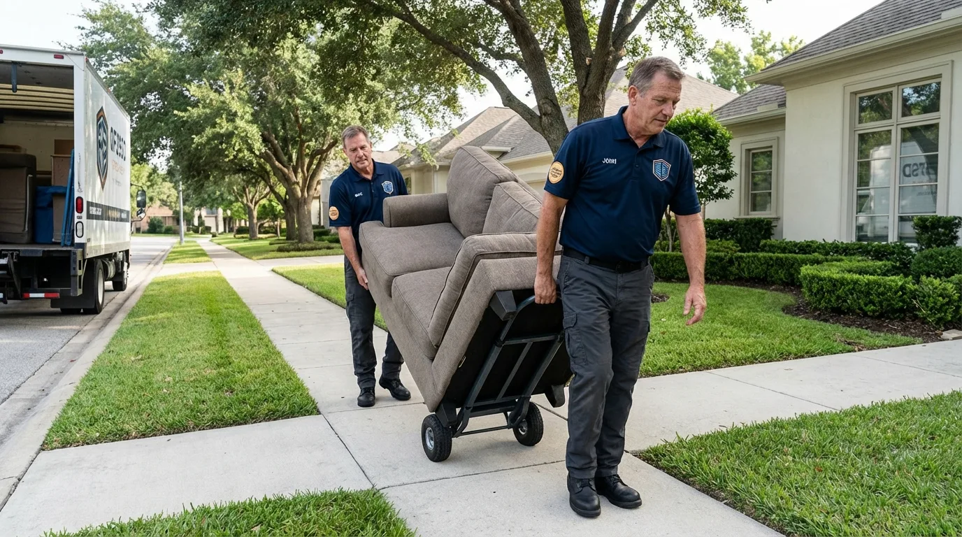 Local residential moving crew loading furniture in Galliano, LA